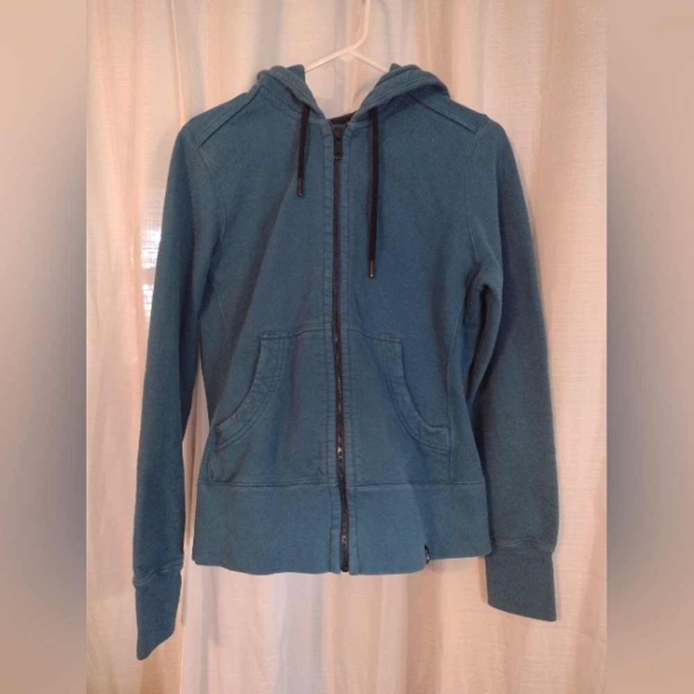 American Giant Teal Blue Full Zip Hooded Sweatshirt Womens Medium Made in USA